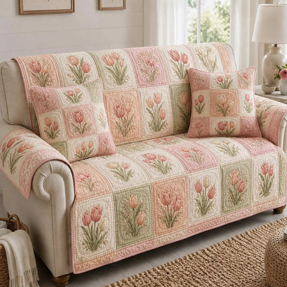 Romantic Floral Quilted Seat Sofa LD44