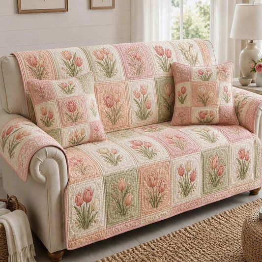Romantic Floral Quilted Seat Sofa LD44