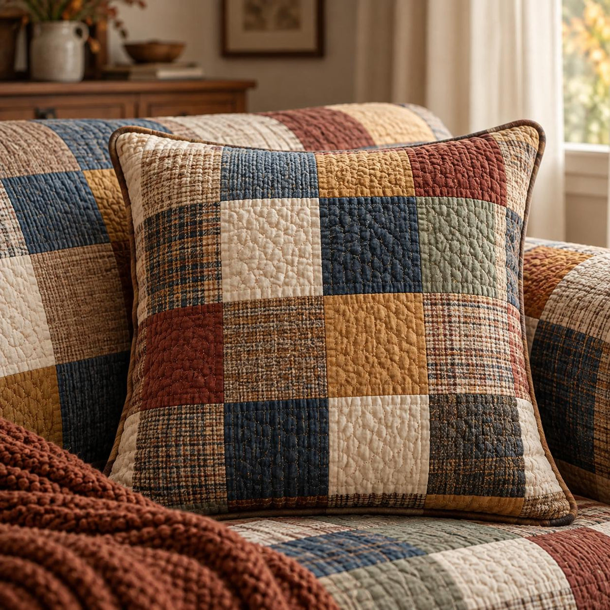 Boho Patchwork Quilted Pillow Cover LD45QLTPLC