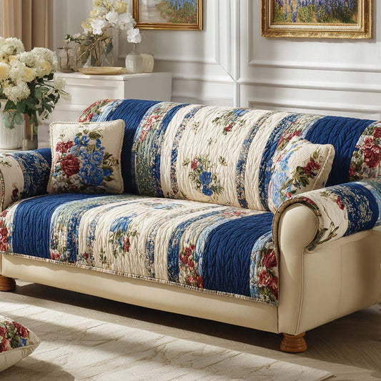 Vintage Cottage Floral Quilted Seat Sofa LD46