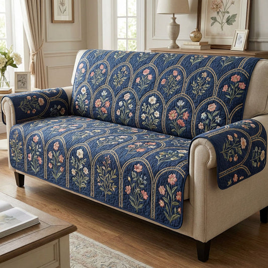 Indigo Garden Tile Quilted Seat Sofa LD47