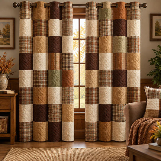 Vintage Patchwork Plaid  Grommet Curtains LD48GRMCT