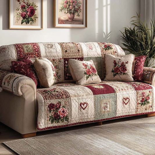 Sweetheart Floral Cottage Quilted Seat Sofa LD49