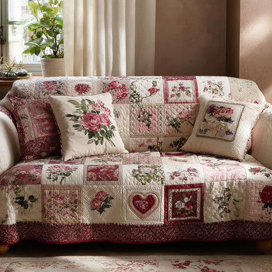 Heart Bloom Vintage Floral Quilted Seat Sofa LD52