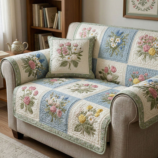 Floral Patchwork Quilted Seat Sofa LD55