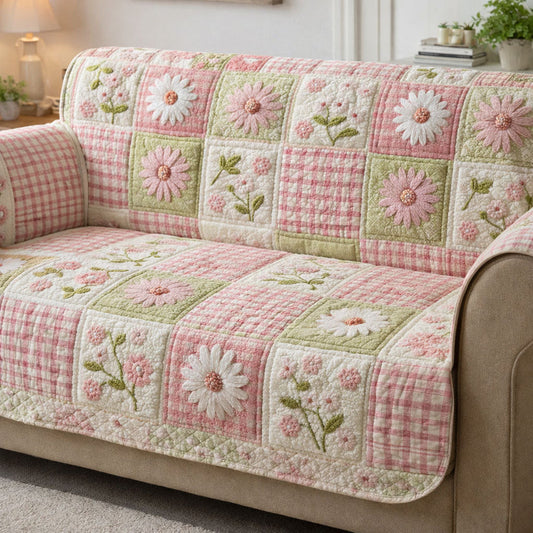 Daisy Fields Floral Patchwork Quilted Seat Sofa LD58