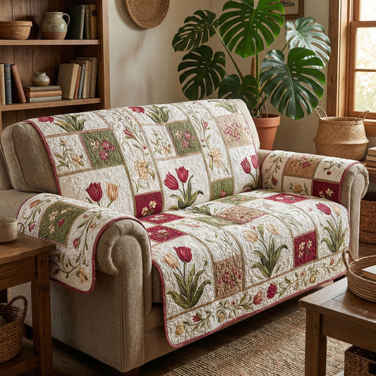 Floral Tulip Patchwork Quilted Seat Sofa LD63
