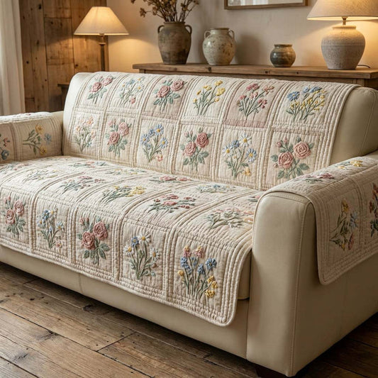French Country Floral Patchwork Quilted Seat Sofa LD65