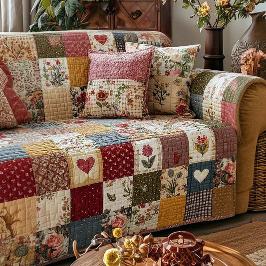 Boho Floral Patchwork Quilted Seat Sofa LD66