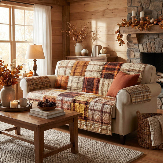 Cozy Autumn Vibes Patchwork Quilted Seat Sofa LD67