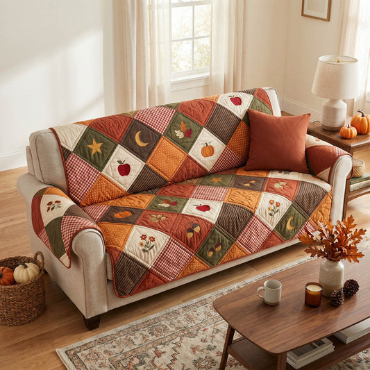 Fall Pumpkin & Leaf Quilted Seat Sofa LD76