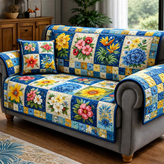 Sunny Meadow Patchwork Quilted Seat Sofa LD78