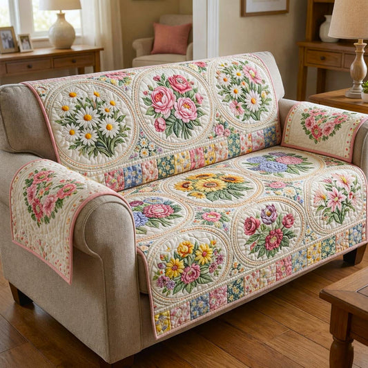 Garden Floral Quilted Seat Sofa LD84