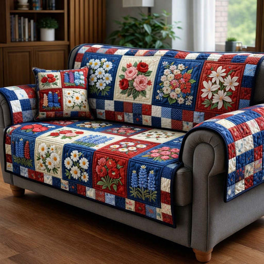 Classic Floral Patchwork Quilted Seat Sofa LD102