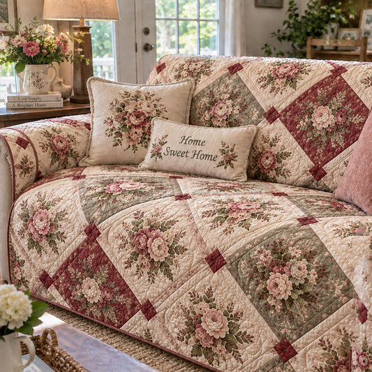 Vintage Rose Patchwork Quilted Seat Sofa LD106
