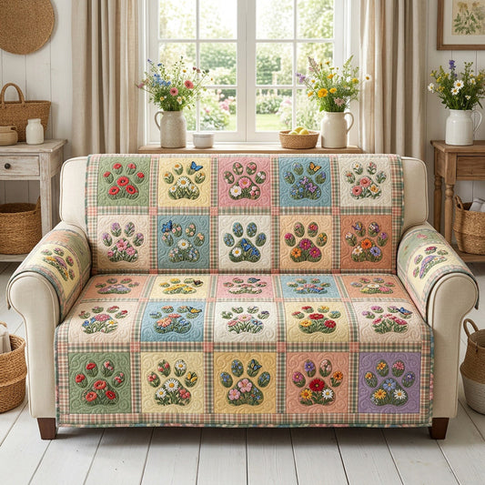 Patchwork Floral Paw Print Quilted Seat Sofa LD118