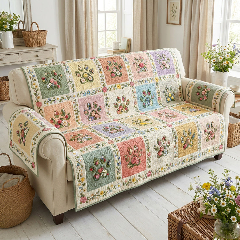 Pastel Floral Patchwork Quilted Seat Sofa LD119