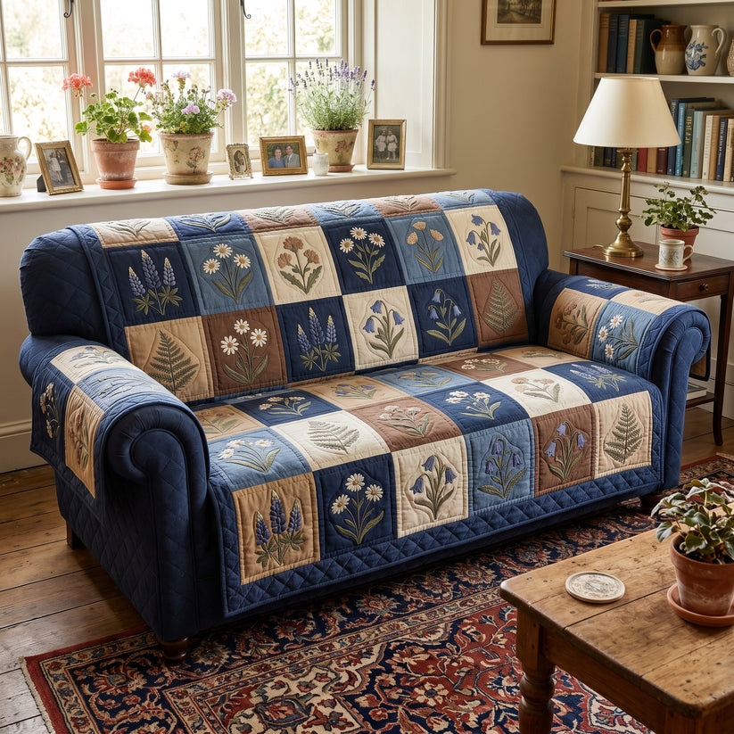 Rustic Floral Patchwork Quilted Seat Sofa LD120