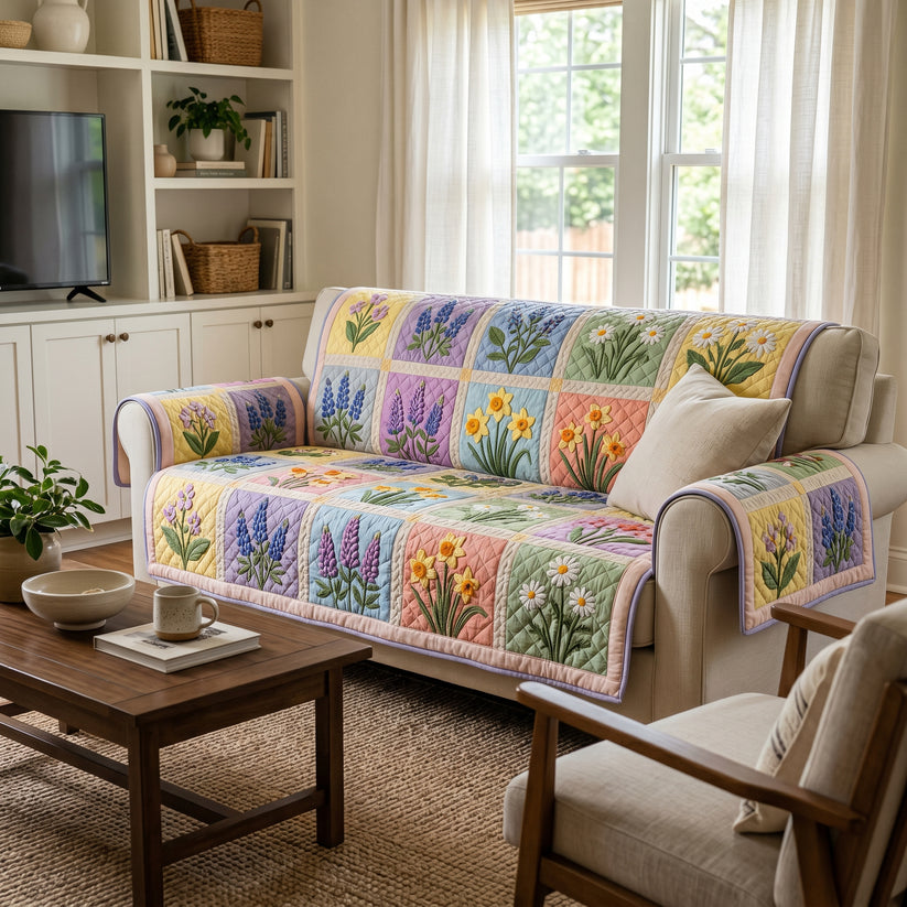Patchwork Prairie Floral Quilted Seat Sofa LD121