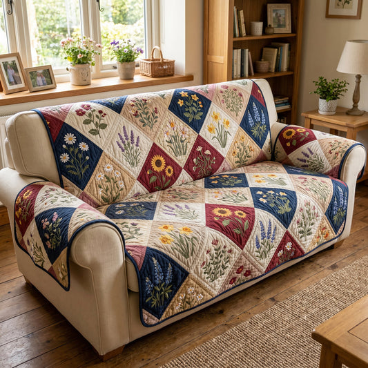 Vintage Floral Patchwork Quilted Seat Sofa LD124