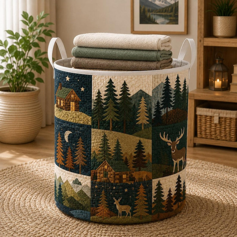 Woodland Quilted Laundry Basket LD01