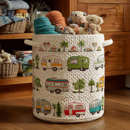Vintage Camper Quilted Laundry Basket LD03
