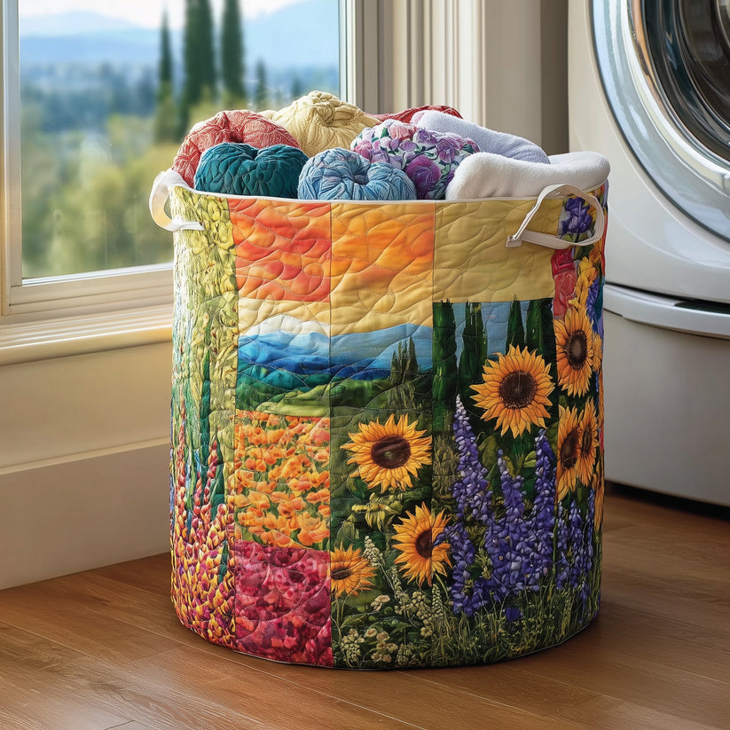 Blooming Heritage Quilted Laundry Basket LD16