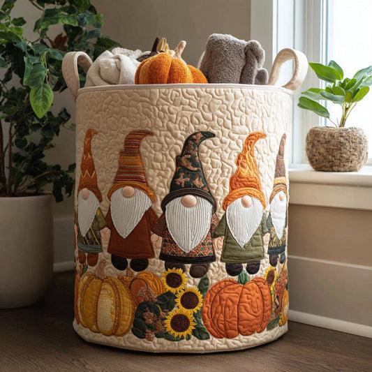 Cute Fall Gnome Quilted Laundry Basket LD19