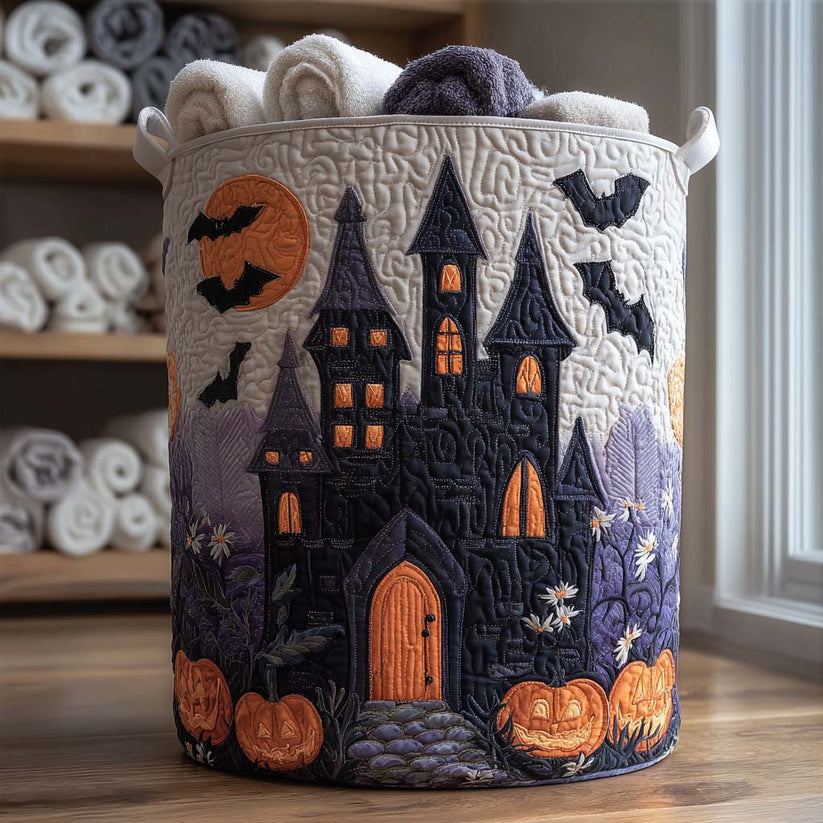 Spooky Haunted Castle Quilted Laundry Basket LD20