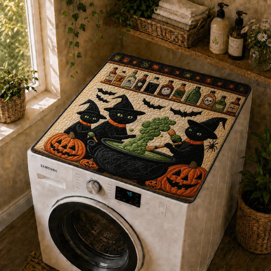Halloween Black Cat Witch Quilted Washing Machine Cover LD22QLTWMC