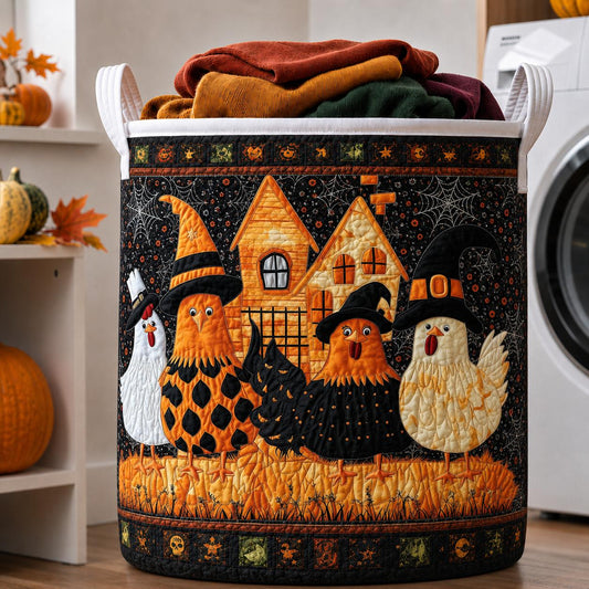 Spooky Witch Chickens Quilted Laundry Basket LD23