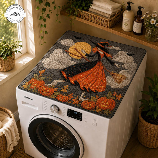 Halloween Witch & Pumpkin Quilted Washing Machine Cover LD27QLTWMC
