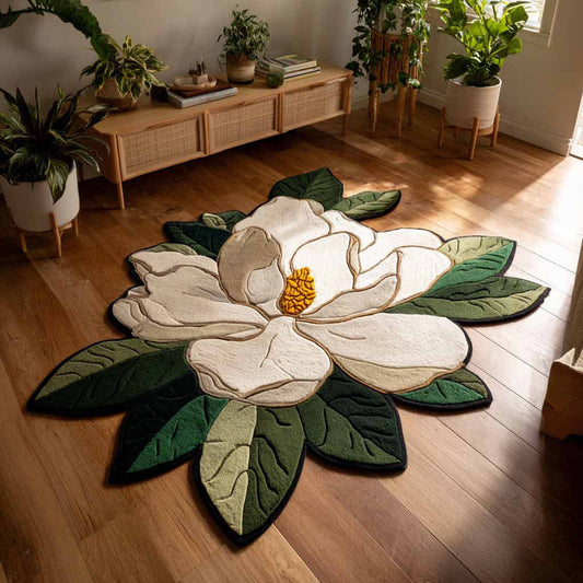 Magnolia Blossom Custom Shape Area Rug Crystal Velvet Style LD11