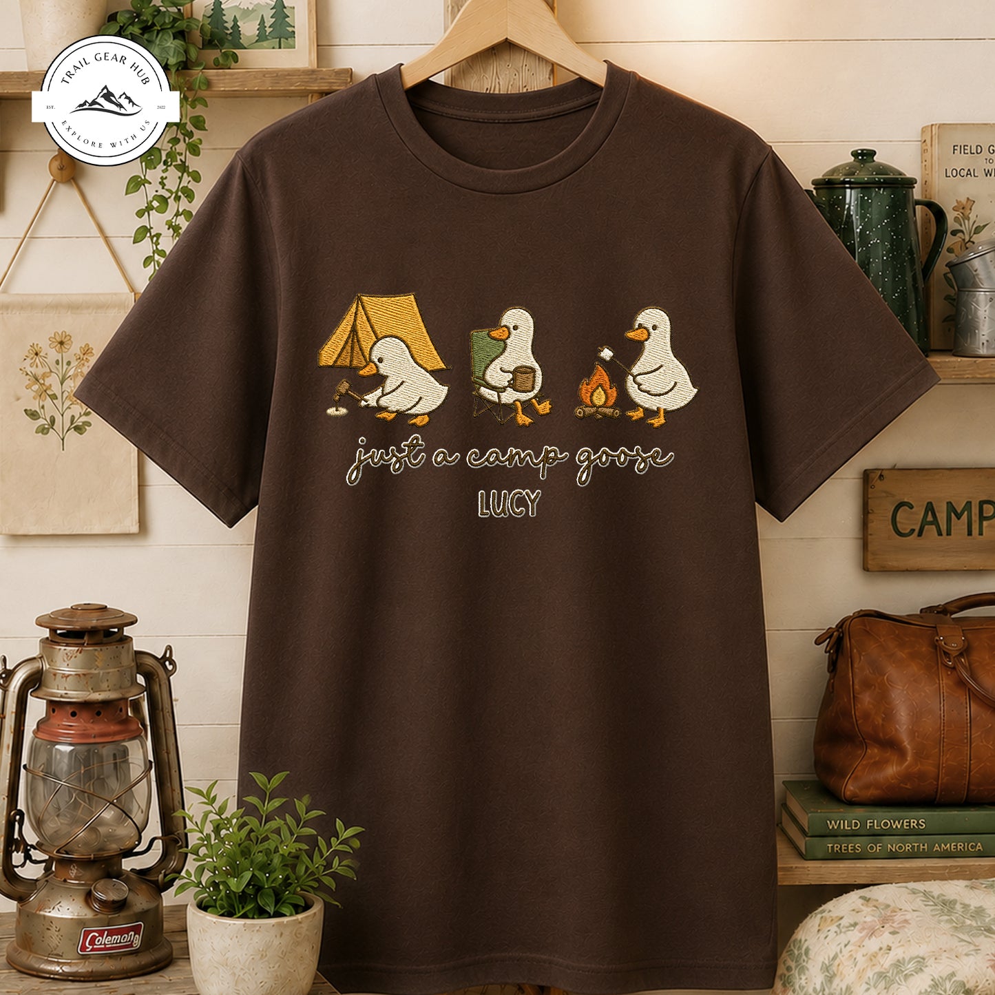 Just A Camp Goose Personalized Embroidered T-Shirt Sweatshirt Hoodie LV03