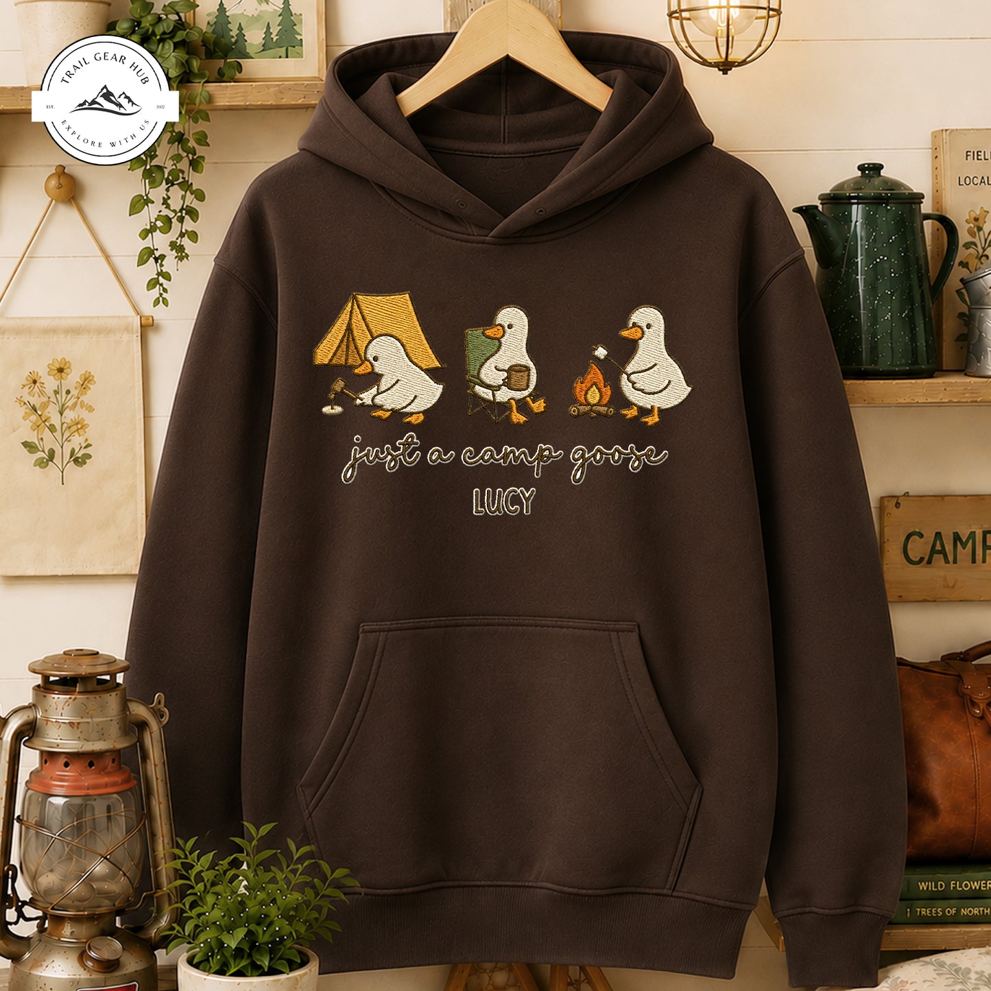 Just A Camp Goose Personalized Embroidered T-Shirt Sweatshirt Hoodie LV03