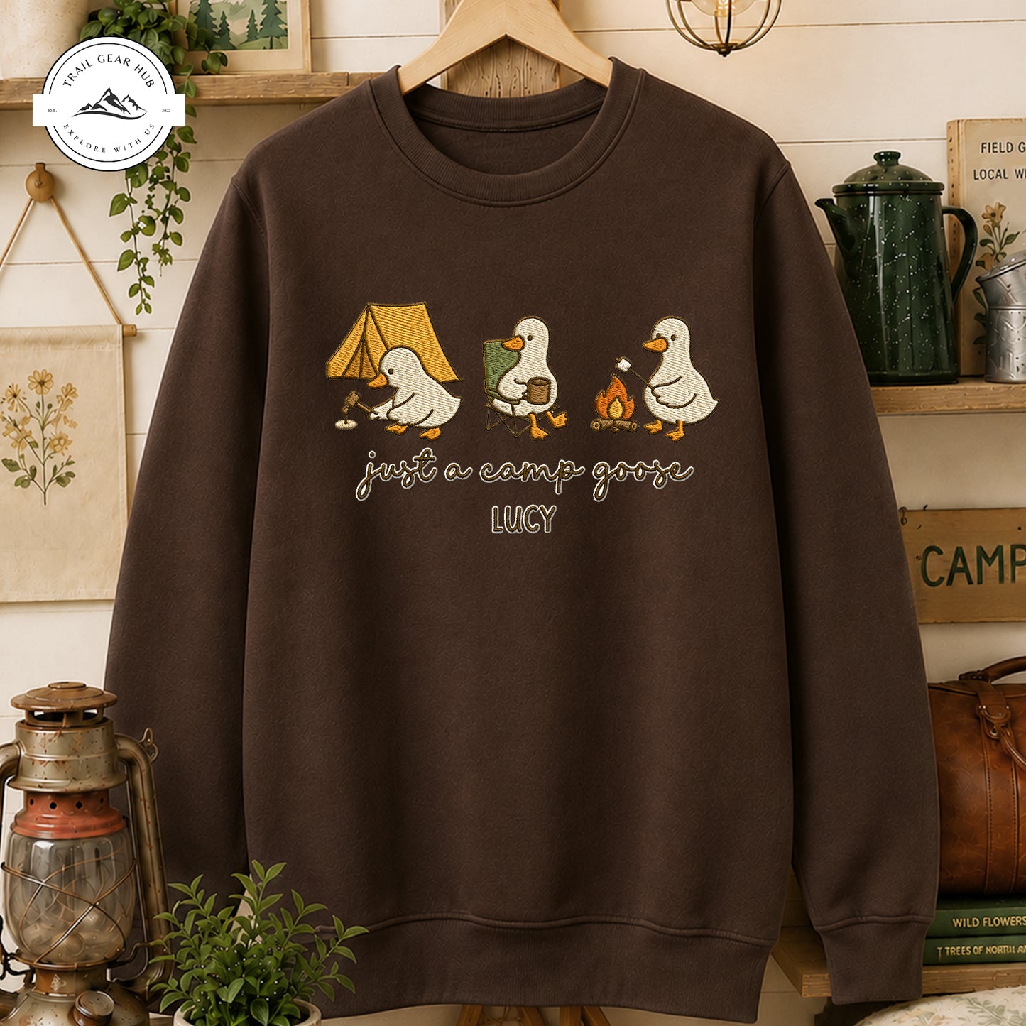 Just A Camp Goose Personalized Embroidered T-Shirt Sweatshirt Hoodie LV03