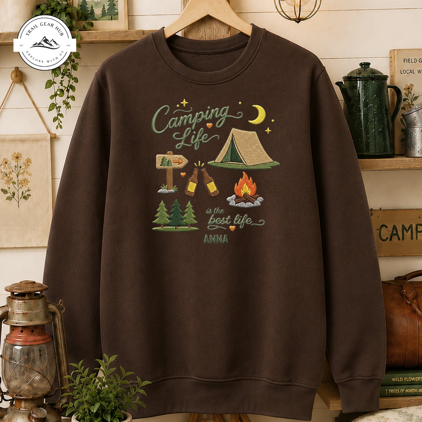 Camping Life Personalized Embroidered T-Shirt Sweatshirt Hoodie LV04