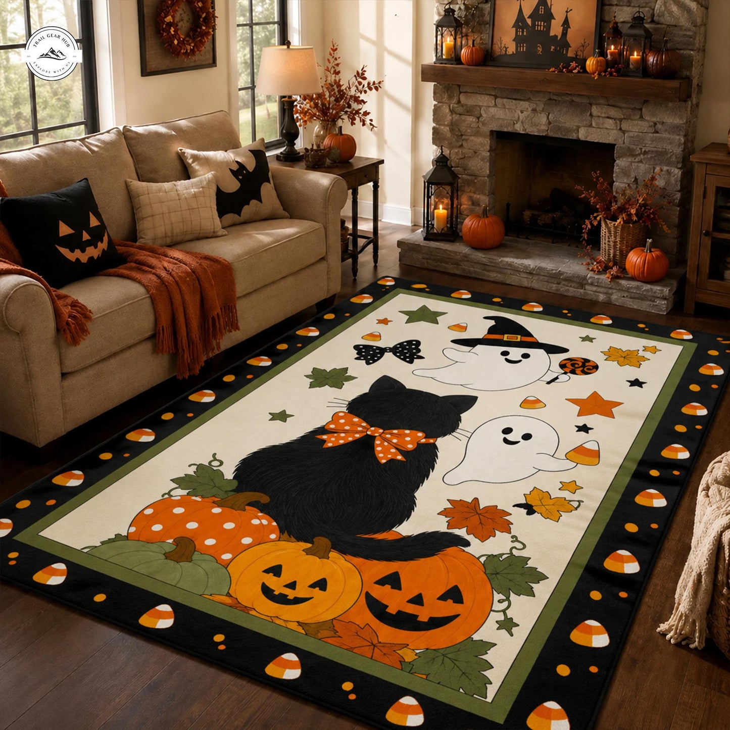 Spooky Candy & Skull Area Rug LV4
