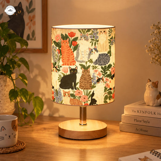 Cozy Botanical Cat Pattern Fabric Lamp LV09