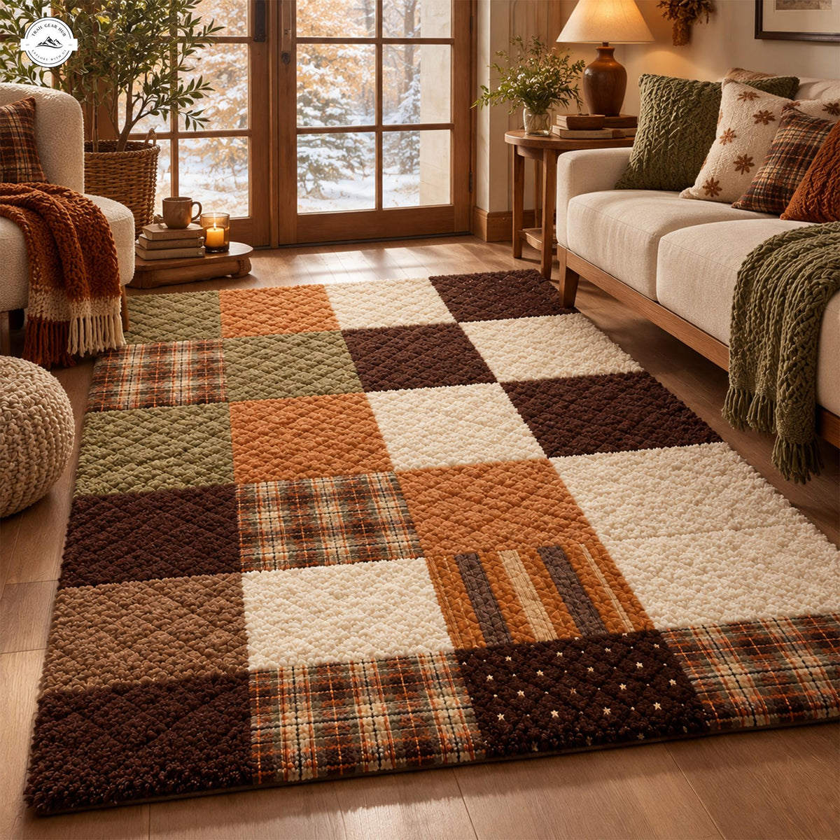 Vintage Patchwork Plaid Premium Faux Cashmere Area Rug LV16