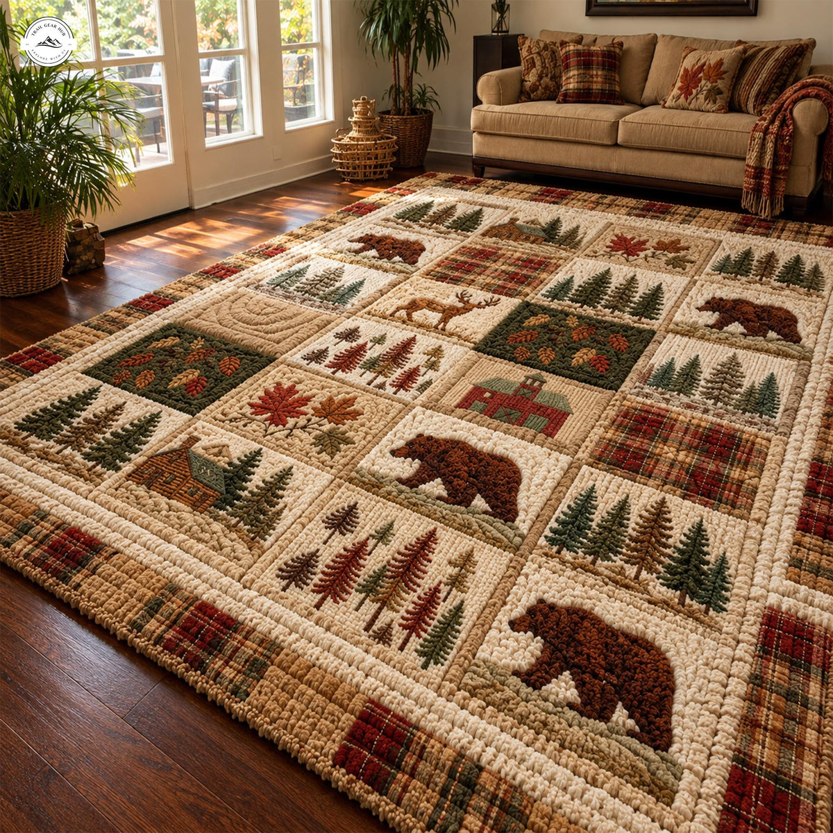 Timber Bears Premium Faux Cashmere Area Rug LV20