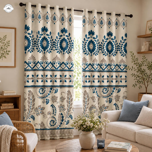 Boho Chic Floral Print  Grommet Curtains LV18