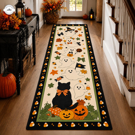 Cute Ghost and Black Cat Runner Carpet LV04