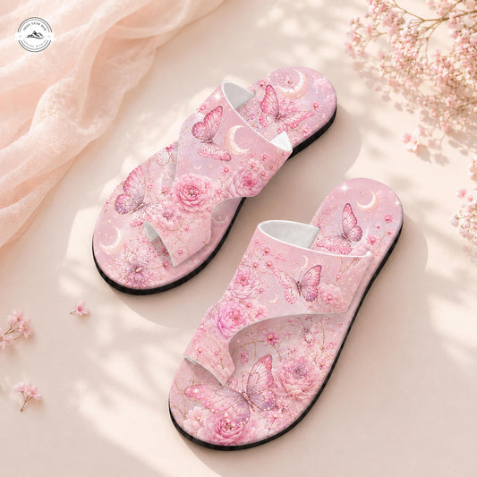 Pink Butterfly and Floral Open Toe Sandals LV08