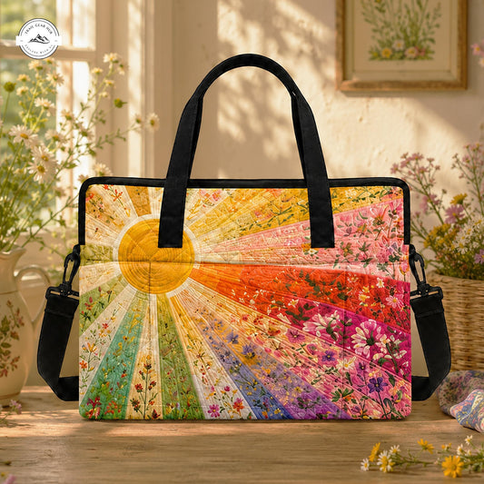 Colorful Sunburst Floral Quilted Laptop Bag LV04