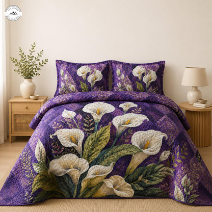Purple Cally Lily Quilted Bedding Set LV25