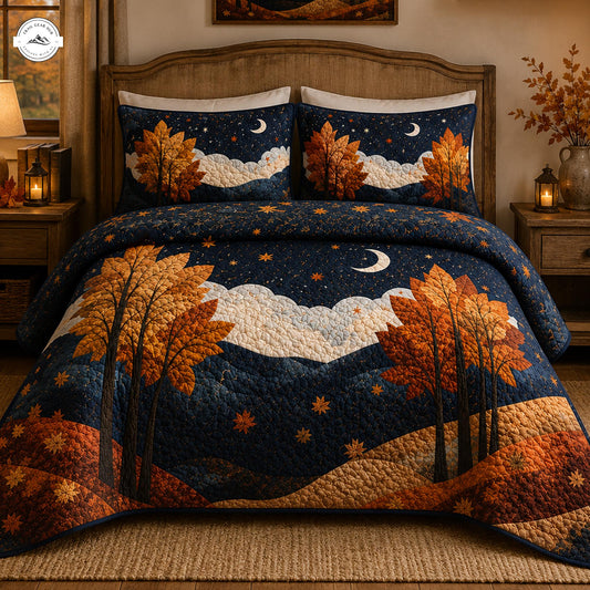 Fall Forest & Night Sky Quilted Bedding Set LV81
