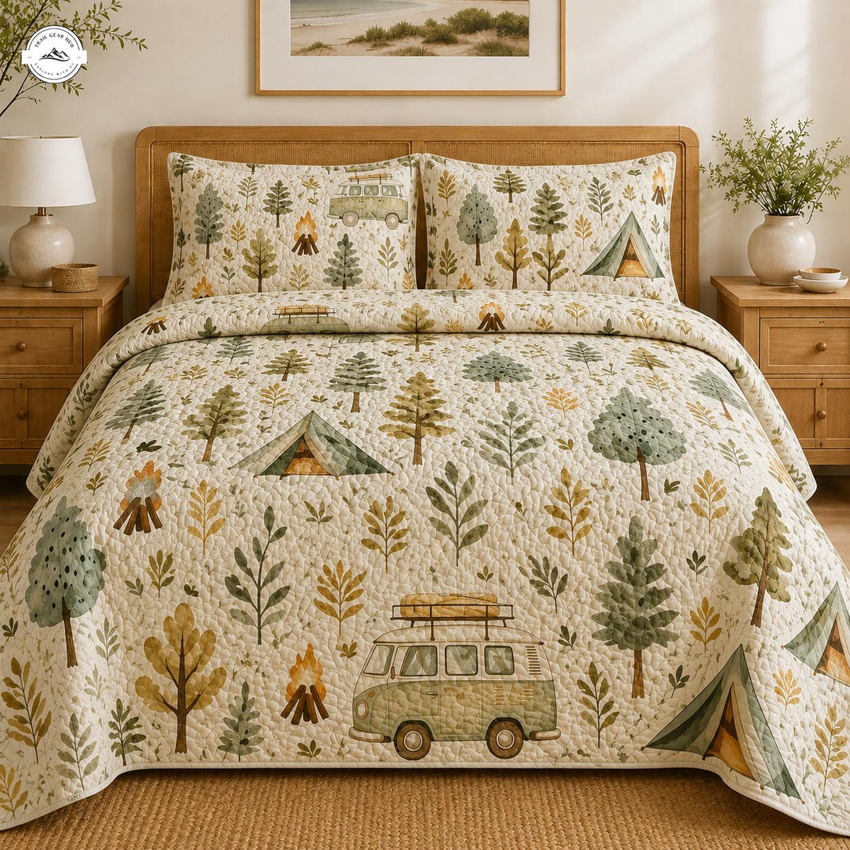 Rustic Cabin & Camping Quilted Bedding Set LV100