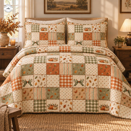 Fall Harvest Patchwork Quilted Bedding Set LV116