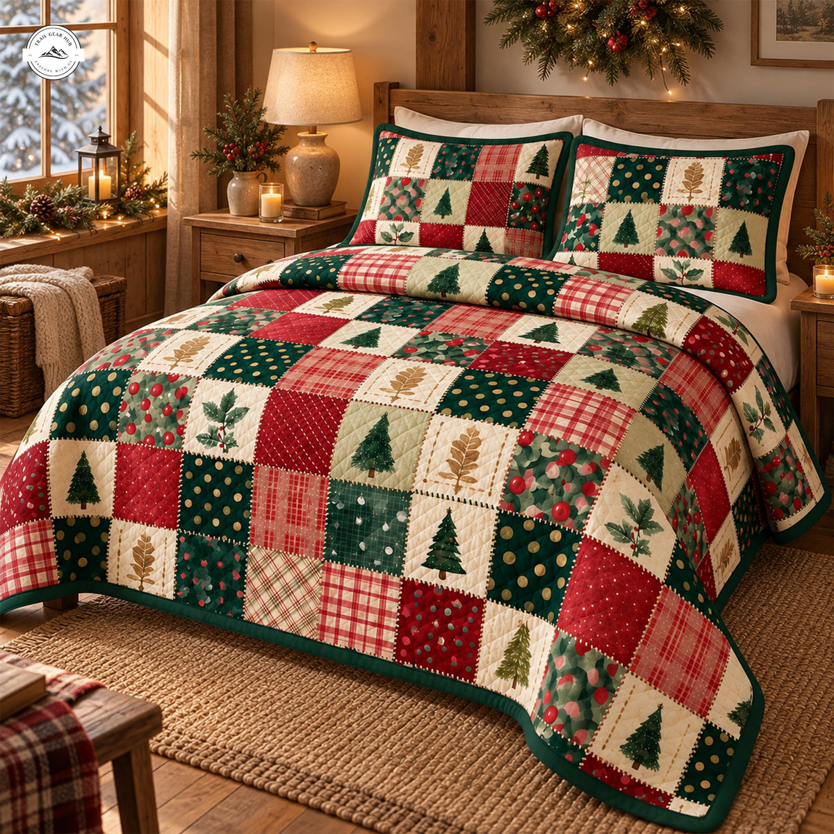 Christmas Tree Patchwork Quilted Bedding Set LV149